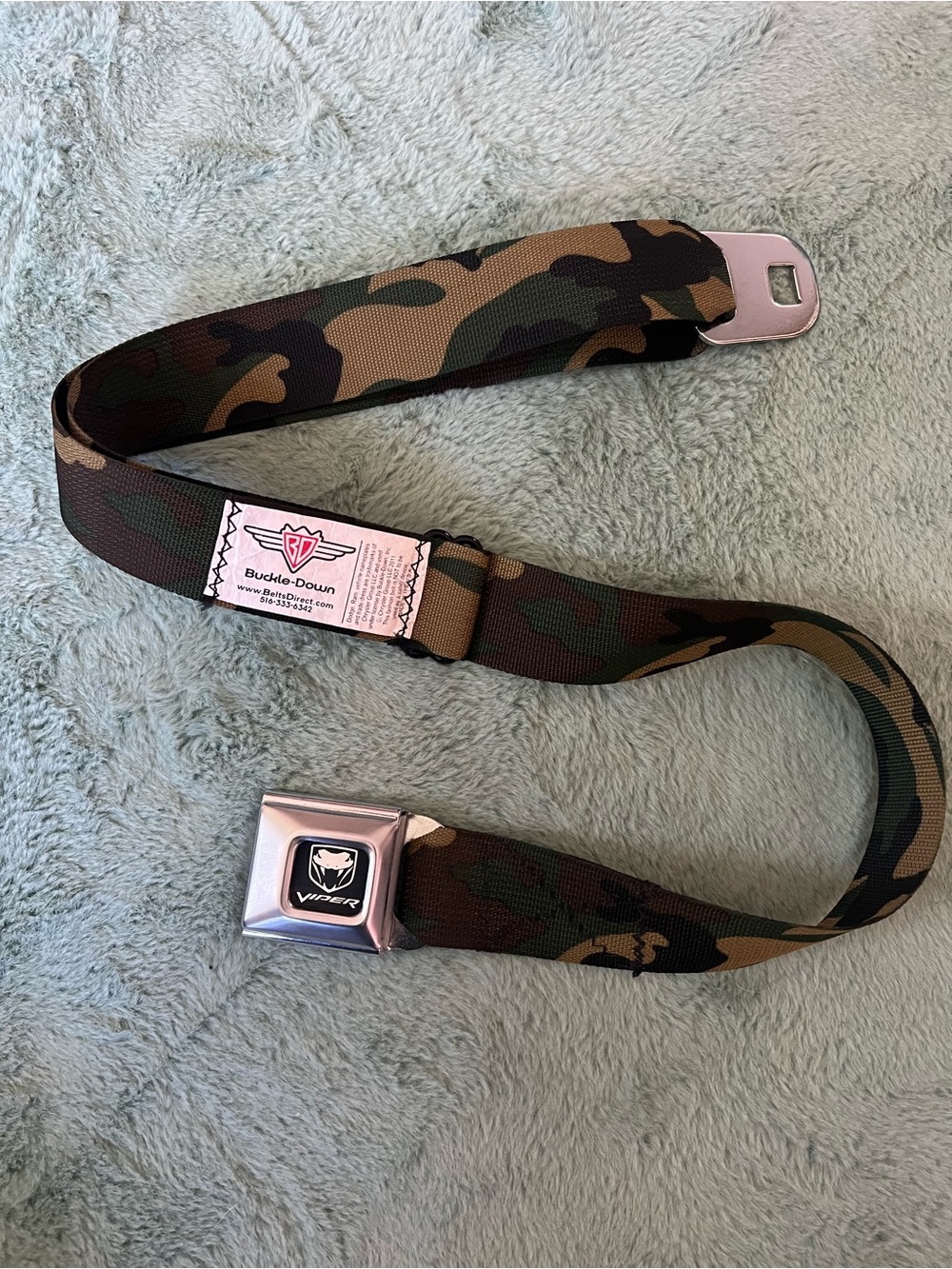 Buckle-Down Viper Camouflage Seatbelt Belt - Green & Brown Camo